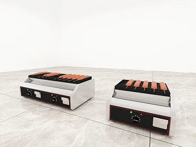 Modern Kitchen Cooktops With Black And White Design Orange Heating Elements And Knob Controls 3d model