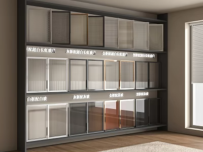 Modern Display Cabinet Showcasing Various Door Samples With Different Design Styles 3d model