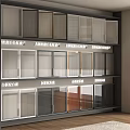 Modern Display Cabinet Showcasing Various Door Samples With Different Design Styles 3d model