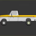 Yellow And White Classic Pickup Truck With Retro Design And Reflective Surface