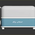 Vintage Style White And Blue Kitchen Toaster With Smooth Surface And Control Knobs 3d model