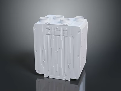 Functional White Rectangular Equipment With Structured Surface And Multiple Circular Openings 3d model