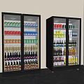 Modern Double Door Glass Door Refrigerators Filled With Colorful Beverages In Indoor Setting