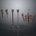 Ornate Metal Candelabras And Chandelier With Crown Top Design