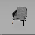 Modern Gray Fabric Accent Chair With Armrest And Orange Wooden Legs Contemporary Home Furniture Design