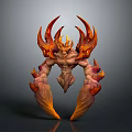 Game and Movie Fiery Demon Character with Flaming Horns Muscular Body and Lava Like Arms