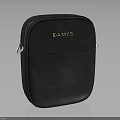 Black DAMYS Square Bag With Silver Strap Zipper Closure And Front Pocket
