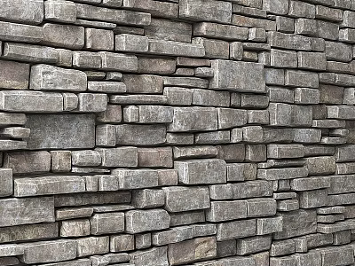 Natural Gray Stone Wall With Irregular Block Texture For Decorative Use 3d model