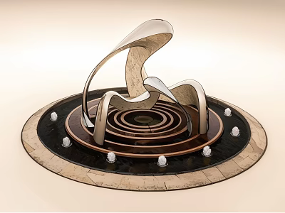 Modern Metallic Decorative Ornament Set With Curved Design Circular Base And White Spherical Accents 3d model