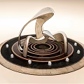 Modern Metallic Decorative Ornament Set With Curved Design Circular Base And White Spherical Accents
