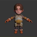 3D Cartoon Character With Silver Gold Armor Brown Hair And Orange Gloves