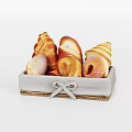Fresh Assorted Bread in Wicker Basket with Bow Detail and Different Shapes