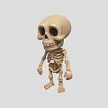 Cute Cartoon Skeleton Character Standing With Simple Design And Beige Color