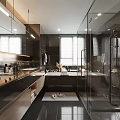 Modern Bathroom Interior With Double Vanity Glass Shower Large Mirrors And Marble