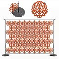 Orange Geometric Pattern Partition Screen Room Divider for Modern Home Interior Decor 3d model