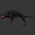 Game Movie Character Fantasy Fiery Blue Wolf with Glowing Eyes Open Mouth and Luminous Claws