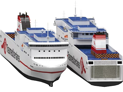 Two Stena Line Ferries With White Hull Blue Superstructure And Red Logo 3d model