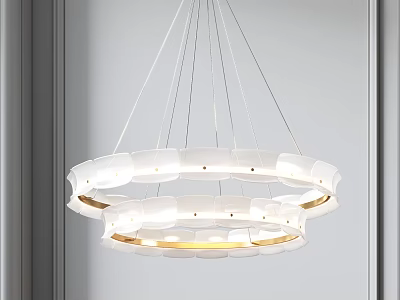 Modern Multi layer Ring Chandelier With White Gold Glass Design Illuminated Interior Space 3d model