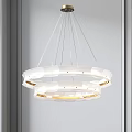 Modern Multi layer Ring Chandelier With White Gold Glass Design Illuminated Interior Space 3d model