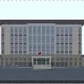 Modern Office Building With Large Glass Windows Light Colored Facade And Spacious Entrance Courtyard