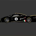 Sleek Gray Race Car With Yellow Stripes Number 1 And Italian Flag Accents