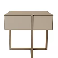 Modern Bedside Table Design With Leather Surface And Metal Support Frame 3d model