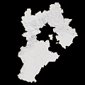 Satellite Map Wall Decor With Geographic Terrain And Boundary Lines In Green Yellow