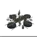 Elegant Tableware Set With Black Plates Napkins Greenery Pine Cones Candles And Wine Glasses