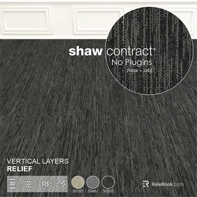 Shaw Contract Square Carpet With Vertical Layers Relief Textured Design 3d model 