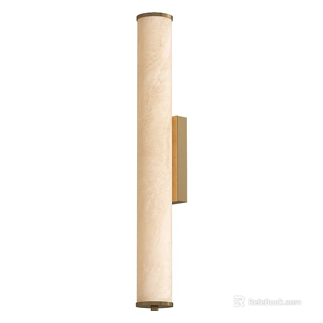 Elegant Modern Gold Wall Light Fixture Mounted On Beige Interior Wall 3d model