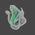 Coiled Snake Skeleton With Green Glowing Interior On Black Background