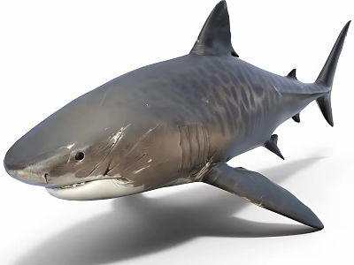 Aquatic Animal Large Grey Shark With Streamlined Body Sharp Teeth And Dorsal Fin 3d model