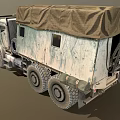 Rugged Military Truck With Camouflage Paint Canvas Cover Six Wheels And Spare Tire