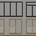 Different Black And Wooden Window Frames With Casement And Awning Styles 3d model