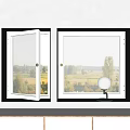window square window small window glass window casement window spherical table lamp 3d model