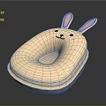 Cute Beige Rabbit Shaped Pillow With Pink Ears And Smiling Face Design