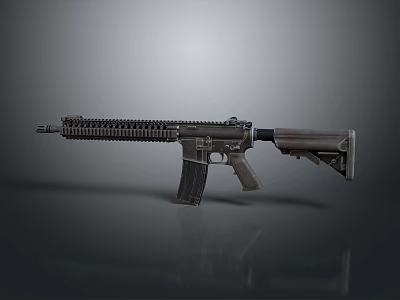 3D Rendered Modern Tactical Rifle With Rail System And Black Brown Finish Design 3d model