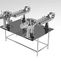 Industrial Mechanical Equipment With Dual Conveyor Tracks And Metal Workbench Structure