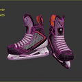 Black Gray Ice Hockey Skates With Orange Accents White Laces And Steel Blades