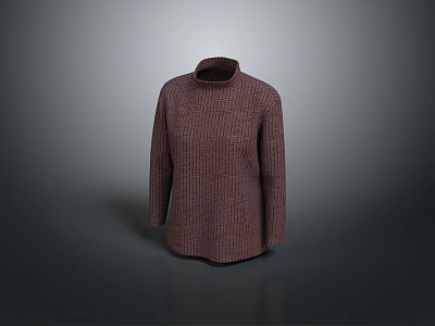 Warm Brown Turtleneck Sweater With Knitted Texture For Casual Wear 3d model