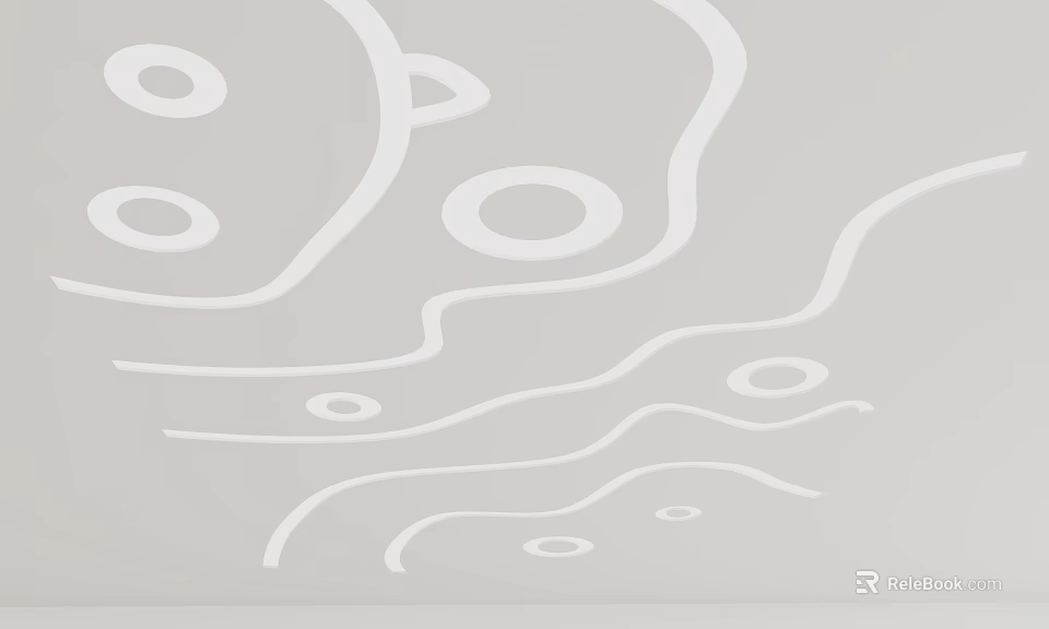 Stylish Ceiling Design With White Curves And Circular Patterns On Gray Background 3d model
