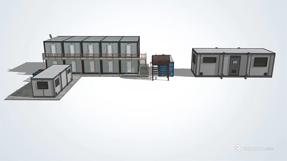 Construction Site With Container Modular Buildings Temporary Facilities And Equipment Setup 3d model