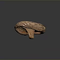 Mushroom Shaped Stone and Wood Decoration With Textured Surface and Natural Tones