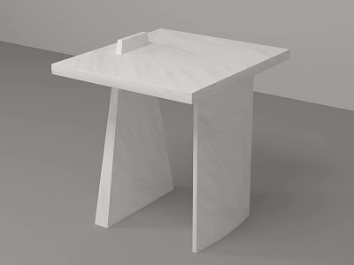 Modern Minimalist White Marble Side Table With Square Top And Geometric Legs 3d model