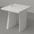 Modern Minimalist White Marble Side Table With Square Top And Geometric Legs