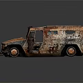 Rusty Vintage Off Road Vehicle Model With Weathered Metal Exterior