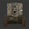 Military Vehicle With Large Cannon Barrel And Camouflage Paint Chassis Structure Design