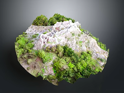 Scenic Natural Landscape With Lush Green Vegetation And Rocky Hills View 3d model