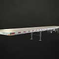 Sturdy Metal Flatbed Trailer Featuring Long Deck Multiple Axles Red Reflective Strips And Support Legs 3d model