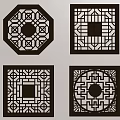 New Chinese-style openwork window retro window grilles openwork window 3d model